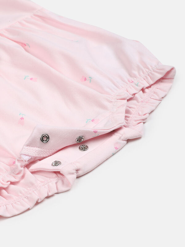 Girls Light Pink Short Sleeve Knitted Romper image number null